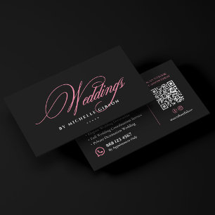 Eleganter Luxus-Hochzeitsplaner Pink Schwarz Visitenkarte