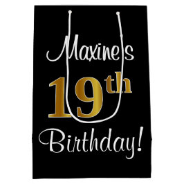 Eleganter Luxus, Imitate Gold Look 19. Geburtstag Mittlere Geschenktüte