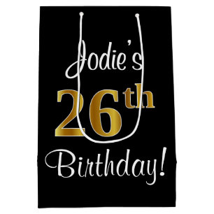 Eleganter Luxus, Imitate Gold Look 26. Geburtstag Mittlere Geschenktüte