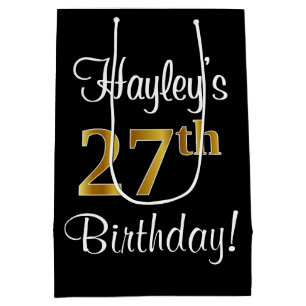 Eleganter Luxus, Imitate Gold Look 27. Geburtstag Mittlere Geschenktüte