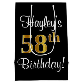 Eleganter Luxus, Imitate Gold Look 58. Geburtstag Mittlere Geschenktüte