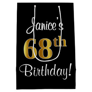 Eleganter Luxus, Imitate Gold Look 68. Geburtstag Mittlere Geschenktüte
