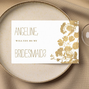 Eleganter Luxus in der Wildblume Weißgold Bridesma Einladung