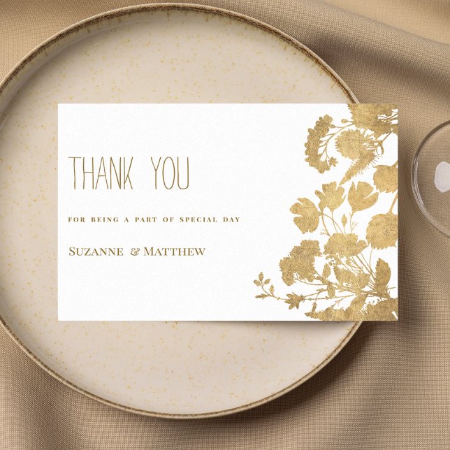 Eleganter Luxus in der Wildblume Weißgold Vielen D Einladung (Elegant white gold wildflower luxury Thank You)