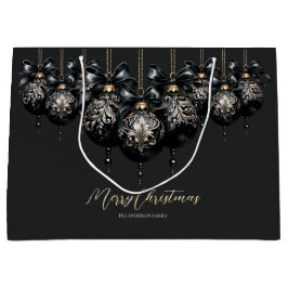 Eleganter Luxus in schwarz und gold baubles Weihna Große Geschenktüte