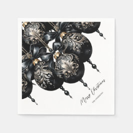 Eleganter Luxus in schwarz und gold baubles Weihna Serviette