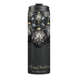 Eleganter Luxus in schwarz und gold baubles Weihna Thermosbecher