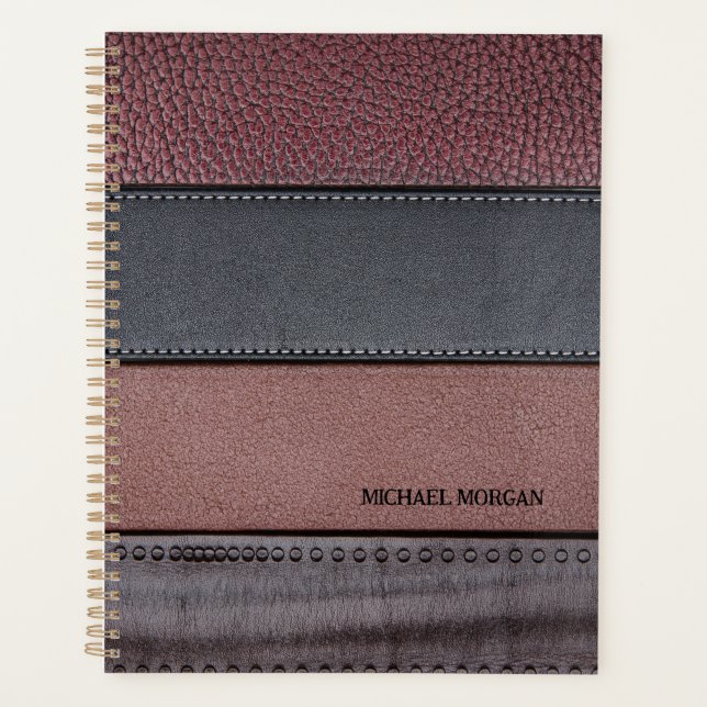 Eleganter Luxus Leather Look Brown Black Planer (Vorderseite)