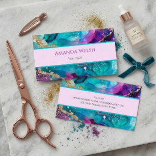 Eleganter Luxus lila rosa aquamariner Glitzer Stil Visitenkarte