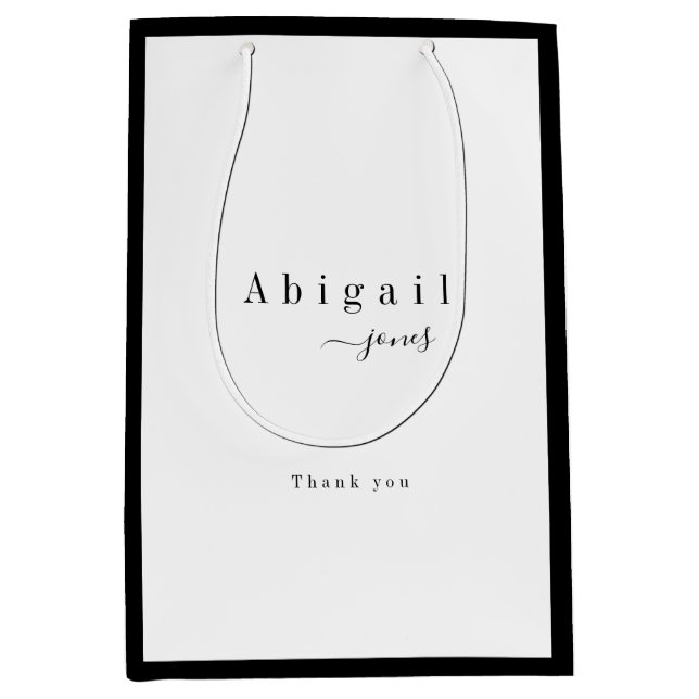 Eleganter Luxus Minimalistischer Skriptname Person Mittlere Geschenktüte (Vorderseite)