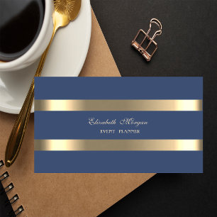 Eleganter Luxus modern,Gold gestreift,Navy Blue Mini Visitenkarte