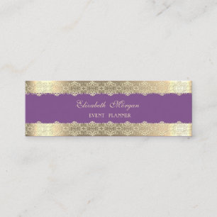 Eleganter Luxus  Modern, Gold gestreift, Spitze Mini Visitenkarte