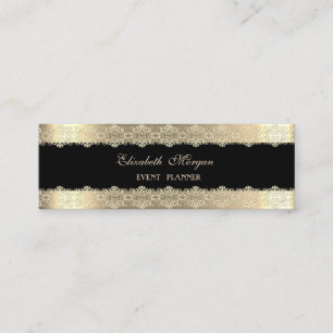 Eleganter Luxus Modern, Schwarz, Gold gestreift, Mini Visitenkarte