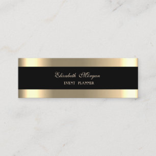 Eleganter Luxus modern, schwarz, Gold gestreift Mini Visitenkarte