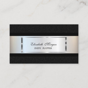 Eleganter Luxus Modern, Silberner Rahmen, Schwar Visitenkarte