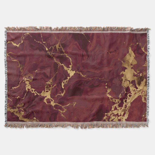 Eleganter Luxus Moderne Burgunder Gold Marmor Decke (Vorderseite)