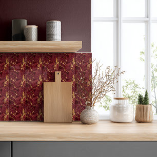 Eleganter Luxus Moderne Burgunderrot Gold Marmor Fliese