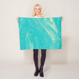 Eleganter Luxus Modernes Marble Gold Blue Design Fleecedecke