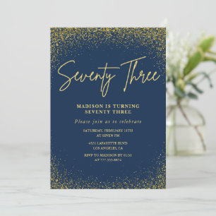 Eleganter Luxus Navy Gold Glitter 73. Geburtstag Einladung