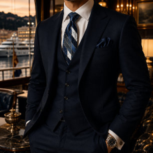 Eleganter Luxus-Navyblauer Marmormosaik Krawatte