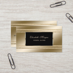 Eleganter Luxus, Schwarz, Imitate Gold Glitterie S Visitenkarte