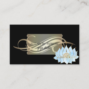 Eleganter Luxus Schwarzer Lotus Blauer Yoga Visitenkarte