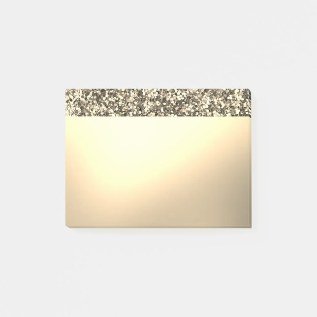 Eleganter Luxus Shiny Gold Glitzer Post-it Klebezettel (Vorderseite)