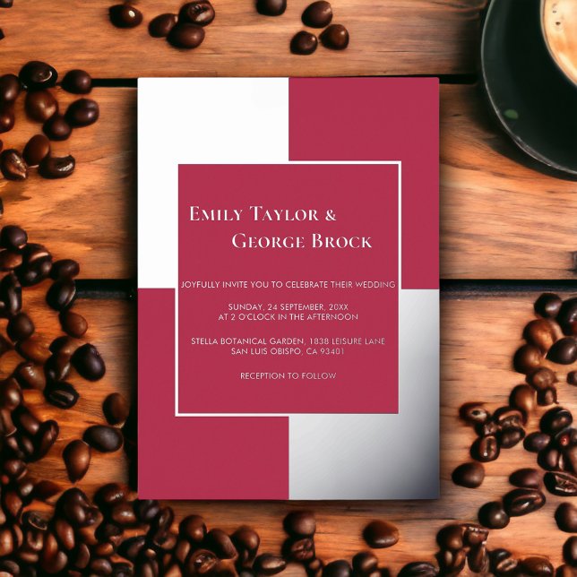 Eleganter Luxus Silver Script Magenta Rahmen Hochz Folieneinladung (Von Creator hochgeladen)