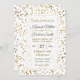 Eleganter Luxus Sparkling Gold Confetti Dots Image Einladung