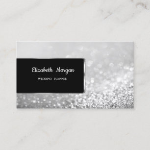 Eleganter Luxus Stylischer Silber Glitter Bokeh Visitenkarte