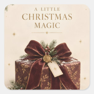 Eleganter Luxus-Weihnachten, schöne Geschenkbox-Op Quadratischer Aufkleber