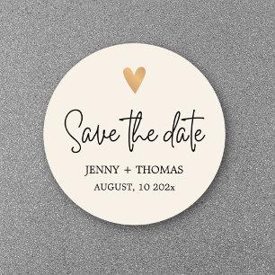 Eleganter Luxus Weißgold Herz Save-the-Date Runder Aufkleber