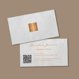 Eleganter Luxusgold-Monogramm QR-Code Visitenkarte