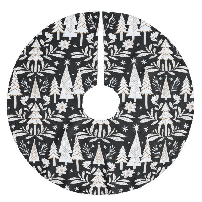 Eleganter Luxusurlaub Evergreen Forest & Floral Polyester Weihnachtsbaumdecke (Vorderseite)