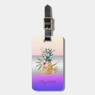 Eleganter Mädchenstreifen,Blumenpineapple Gepäckanhänger