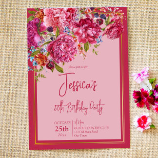 Eleganter Magenta burgundy-Pfingsttag Einladung