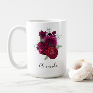 Eleganter Magenta-Rosen-Blumenstrauß Kaffeetasse