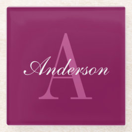 Eleganter Magenta Rot, Rosa und Weiß Name & Monogr Glasuntersetzer