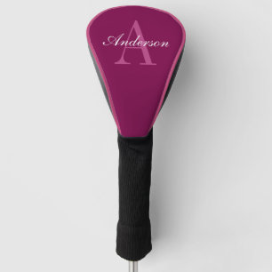 Eleganter Magenta Rot, Rosa und Weiß Name & Monogr Golf Headcover
