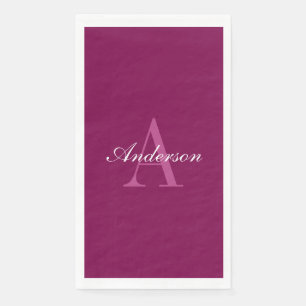 Eleganter Magenta Rot, Rosa und Weiß Name & Monogr Serviette