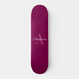 Eleganter Magenta Rot, Rosa und Weiß Name & Monogr Skateboard