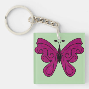 Eleganter Magenta Schmetterling Wohndekor Muster Schlüsselanhänger