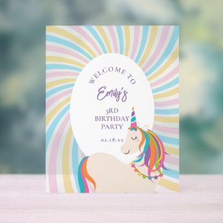 Eleganter magischer Regenbogen Einhorn Geburtstag Acrylschild