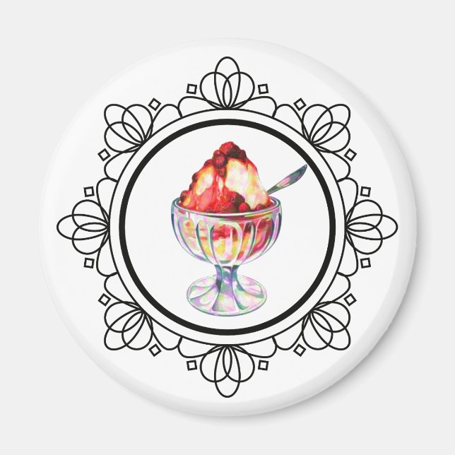 Eleganter Magnet mit Vintage-Eisbecher (Vorne)