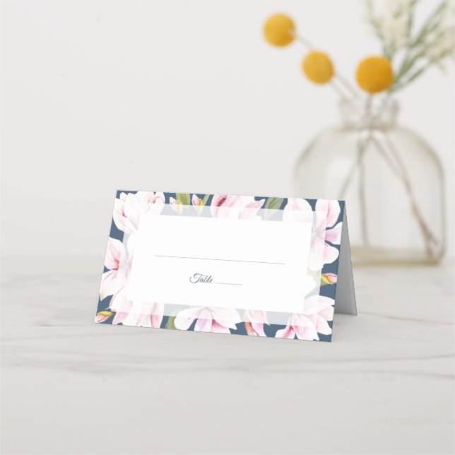 Eleganter Magnolia Hochzeitstisch Platzkarte (Vorderseite)