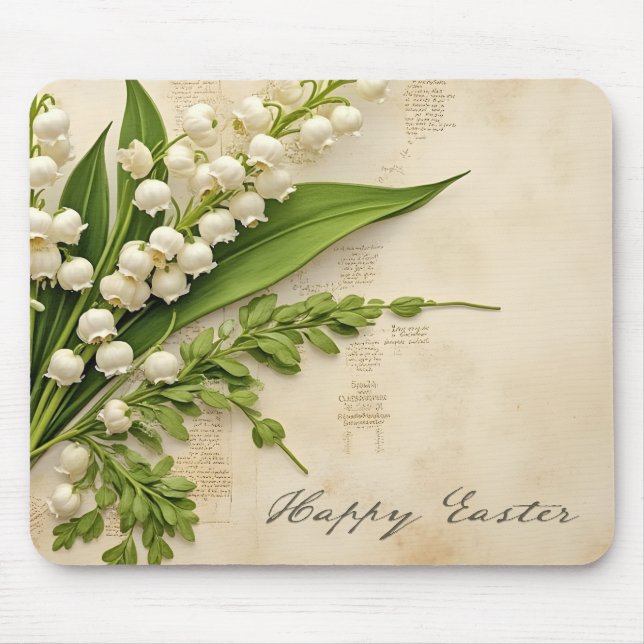 Eleganter Maiglöckchen-Ostergruß Mousepad (Vorne)