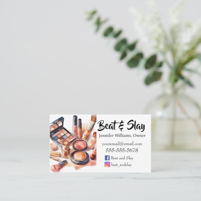 Eleganter Make-Up-Künstler Visitenkarte (Stehend Vorderseite)