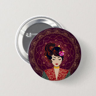 Eleganter Mandala-Frauen-Kunstknopf Button