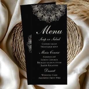 Eleganter Mandala-Indien-Boho-Schwarze Hochzeit Mä Werbekarte