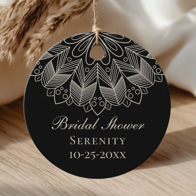 Eleganter Mandala Indischer Boho Schwarzer Brautdu Geschenkanhänger (Von Creator hochgeladen)
